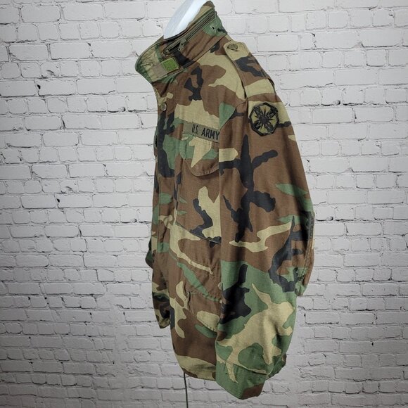 US Army Camo Cold Weather Field Jacket Zip Snap Military Army Medium M - Picture 12 of 14